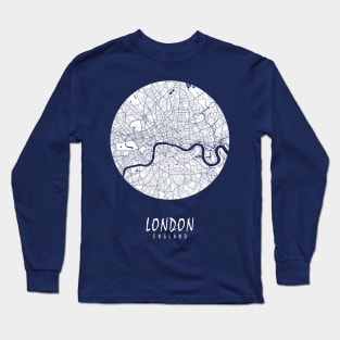 London, England City Map - Full Moon Long Sleeve T-Shirt